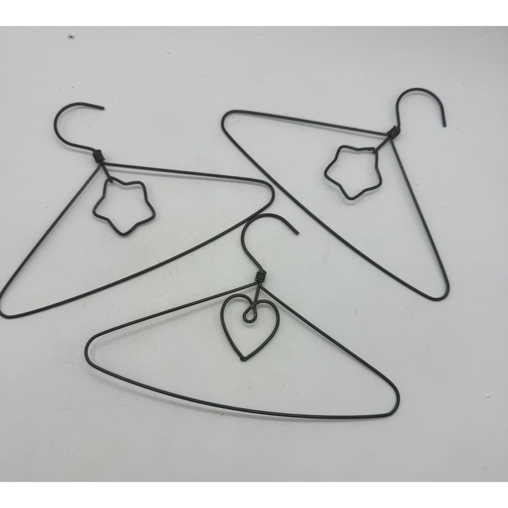 American Girl Pleasant Company 3- 6" Black Wire Hangers Heart Star Clothing